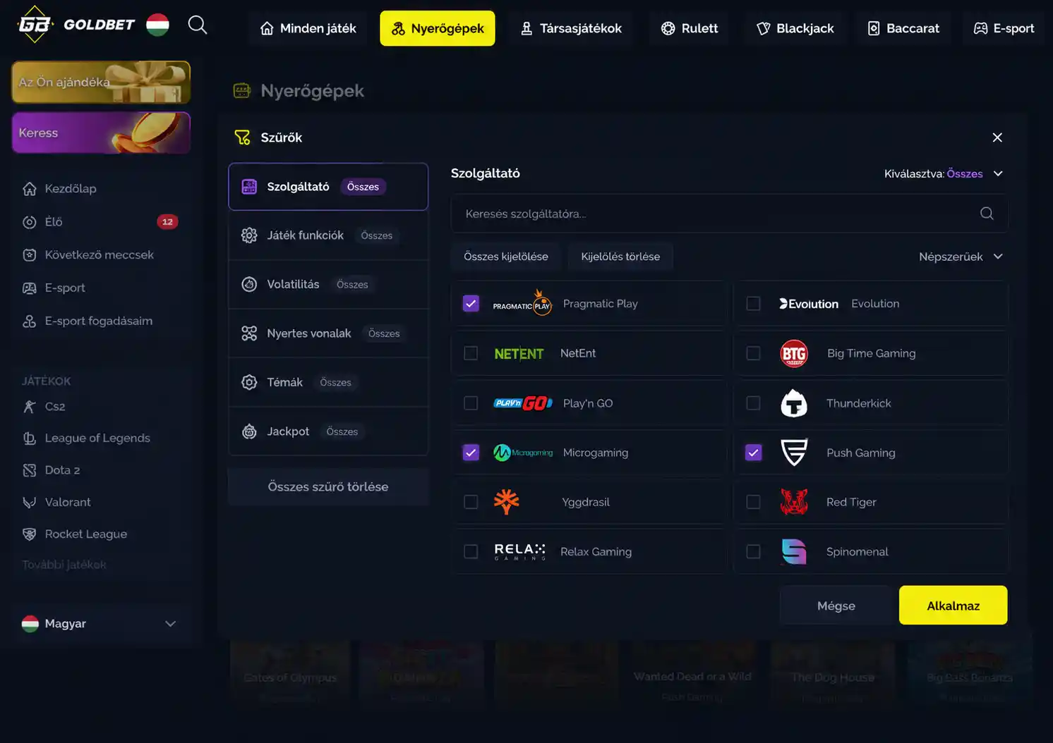 Vox nyerőgép szűrő felület szoftverszolgáltatókkal