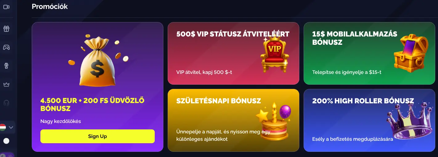 Vox Casino bónuszok és promóciók oldala