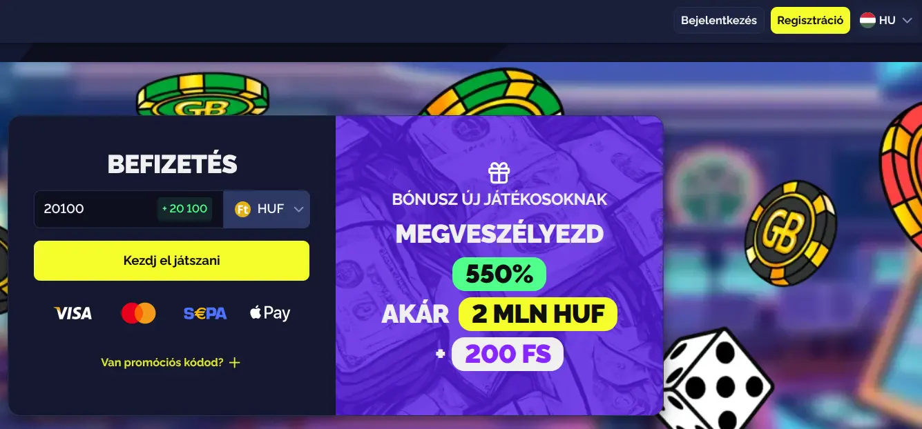 Vox Casino üdvözlő bónusz banner 2026